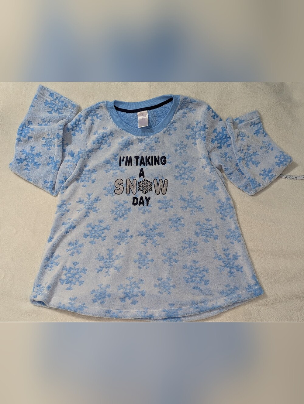 Secret Treasures Women's Fleece Pajama Top XL 16/18 Blue Snowflake NWT